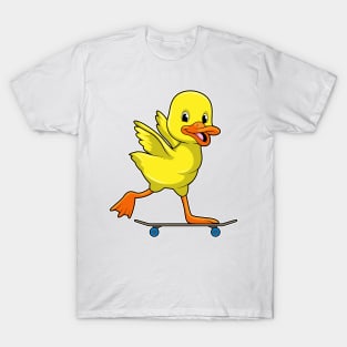 Duck as Skater with Skateboard T-Shirt